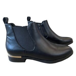 Graceland Black Chelsea Boots Gold Heel Detail EU Size 39